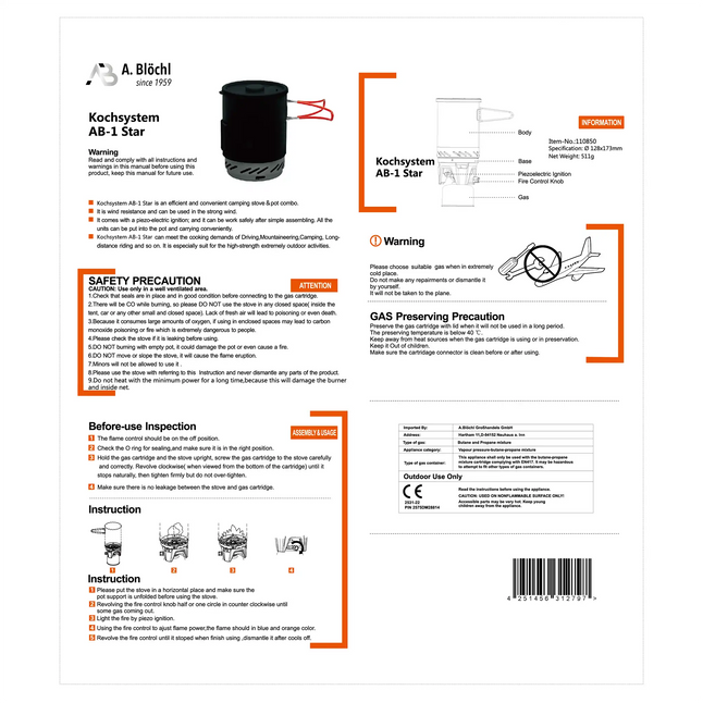 Kochsystem AB-1 Star 0,8 L Neu