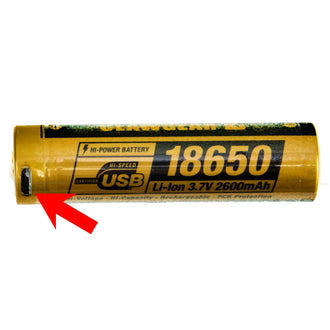 Akku 18650 3.7V 2600mAh Micro-USB