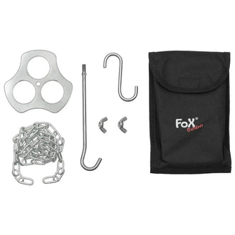 Outdoor Dreibeinhalter Edelstahl mit Kette und Haken